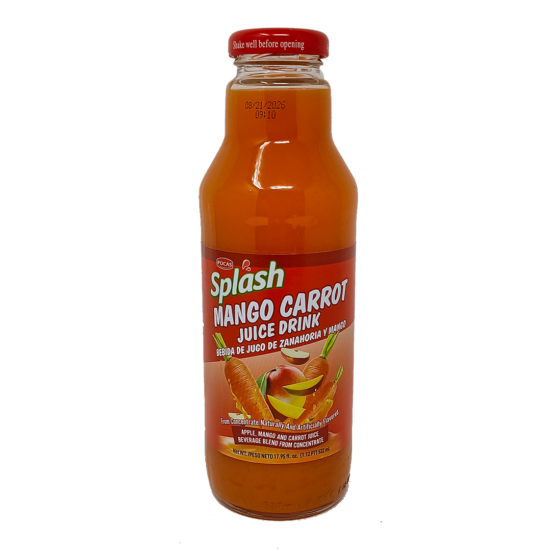 Pocas Splash Mango-Carrot Juice Drink – Mango & Carrot Blend, 532 ml Carton