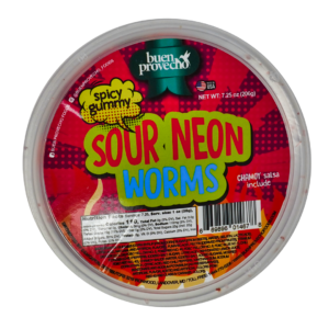 Buen Provecho Spicy Gummy Sour Neon Worms – 7.25 oz